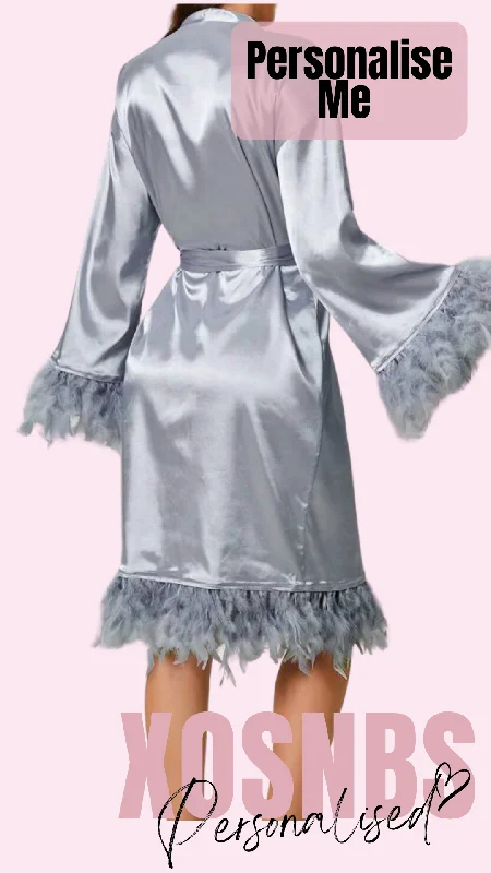 women's pajamas with pocketsFeather Satin Robe