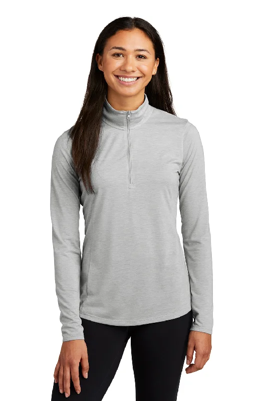 Women's Hooded PulloversSport-Tek Womens Moisture Wicking 1/4 Zip Sweatshirt - Heather Light Grey