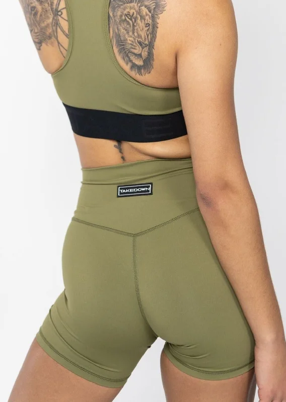 High Waist Power Tech Bike Short Army Green