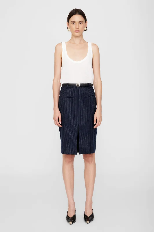 Women's Mid-Waist SkirtsKora Skirt - Navy Pinstripe