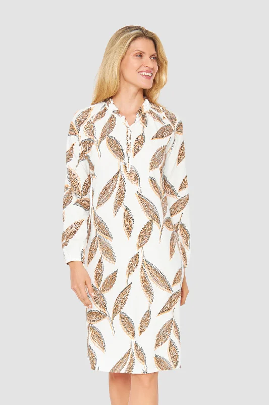 women's pajamas with a relaxed, casual vibeFeraud Spotted Leaf Print Cotton Nightgown Lounger