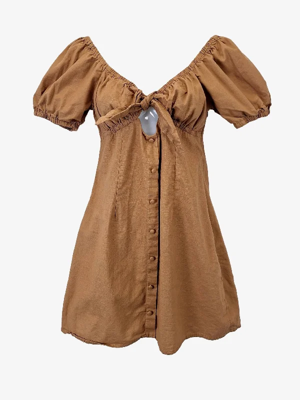 Women's Ruffled DressesAva & Ever Essential Caramel Puff Sleeve Mini Dress Size 10