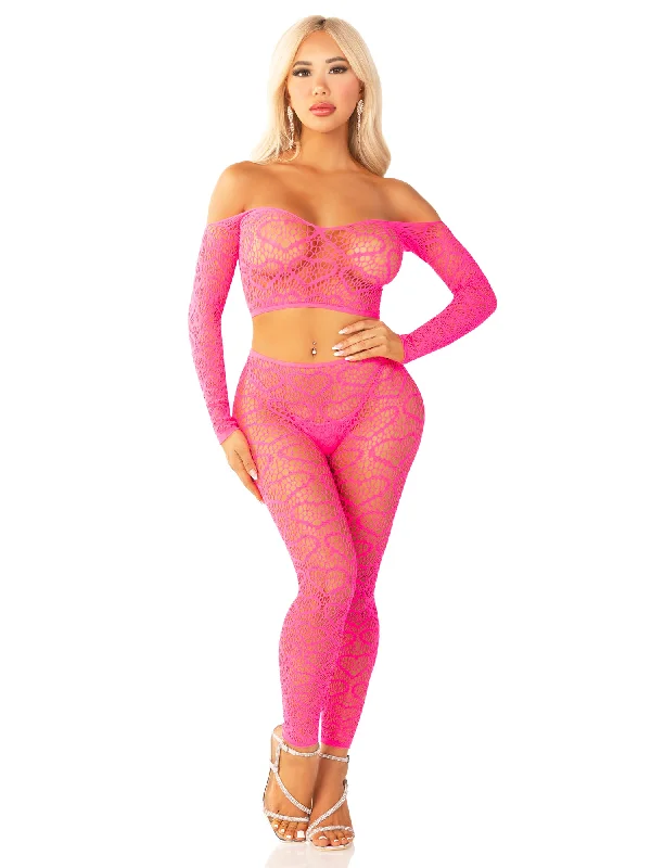 plus-size wireless racerback braPink 2pc Croptop and Footless Tights - Os Tights - Os