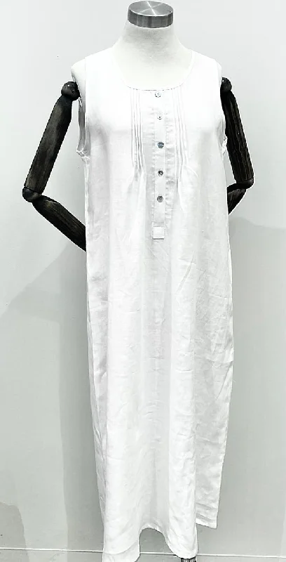 high-quality women's pajama setsLinen Pintuck Nighty White