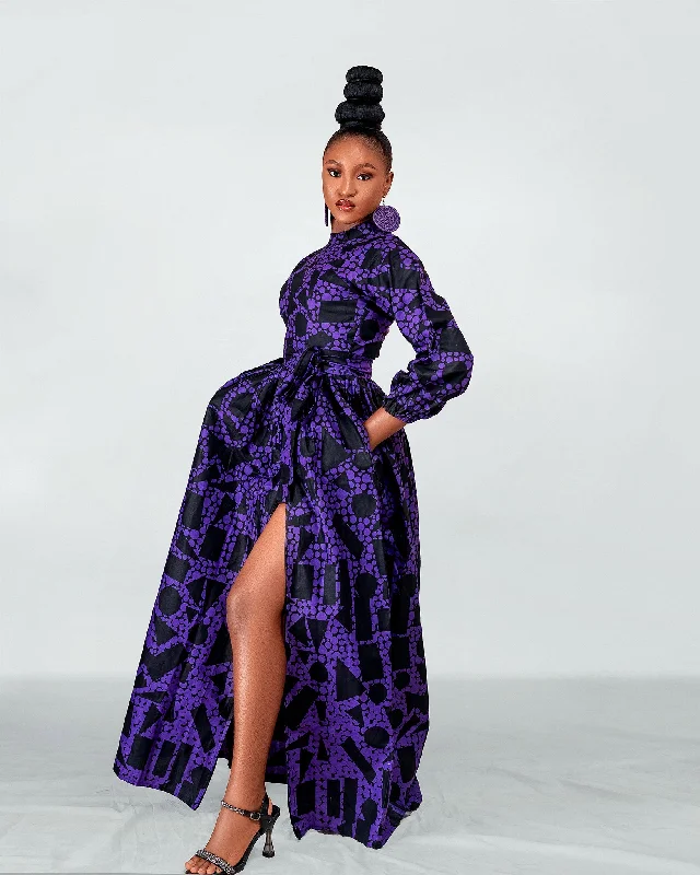 Women's Sheath DressesRaya Ankara Maxi Dress | Purple and Black African Print