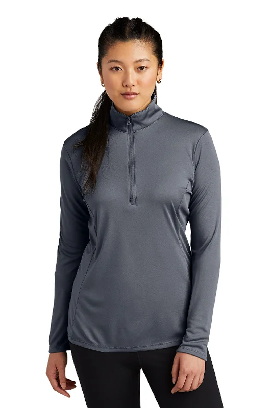 Women's Hooded Sweatshirts with Herringbone LiningSport-Tek Womens Competitor Moisture Wicking 1/4 Zip Sweatshirt - Concrete Grey