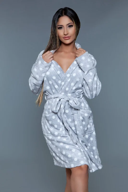 women's pajamas with a sophisticated eleganceGeovan Plush Robe Grey White