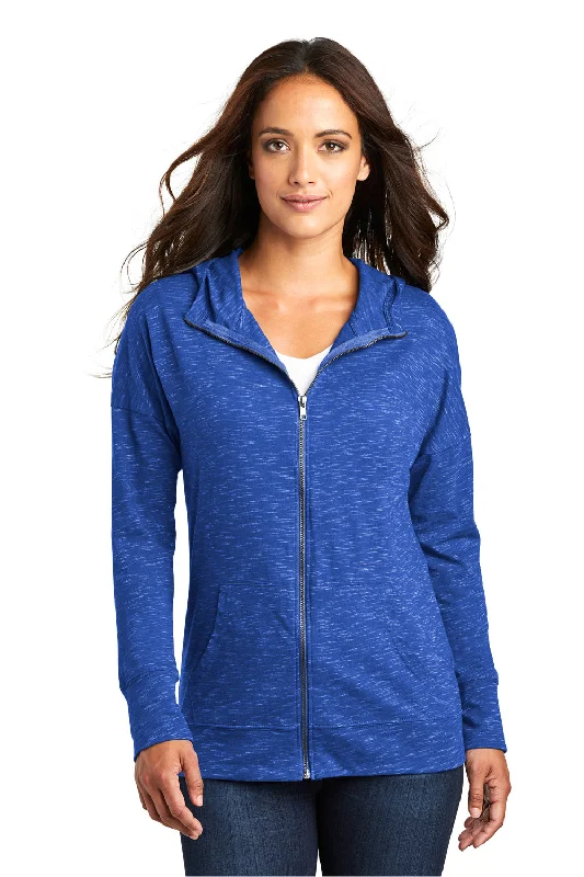 Women's Hooded Sweatshirts with Flap PocketsDistrict Womens Medal Full Zip Hooded Sweatshirt Hoodie w/ Pockets - Deep Royal Blue