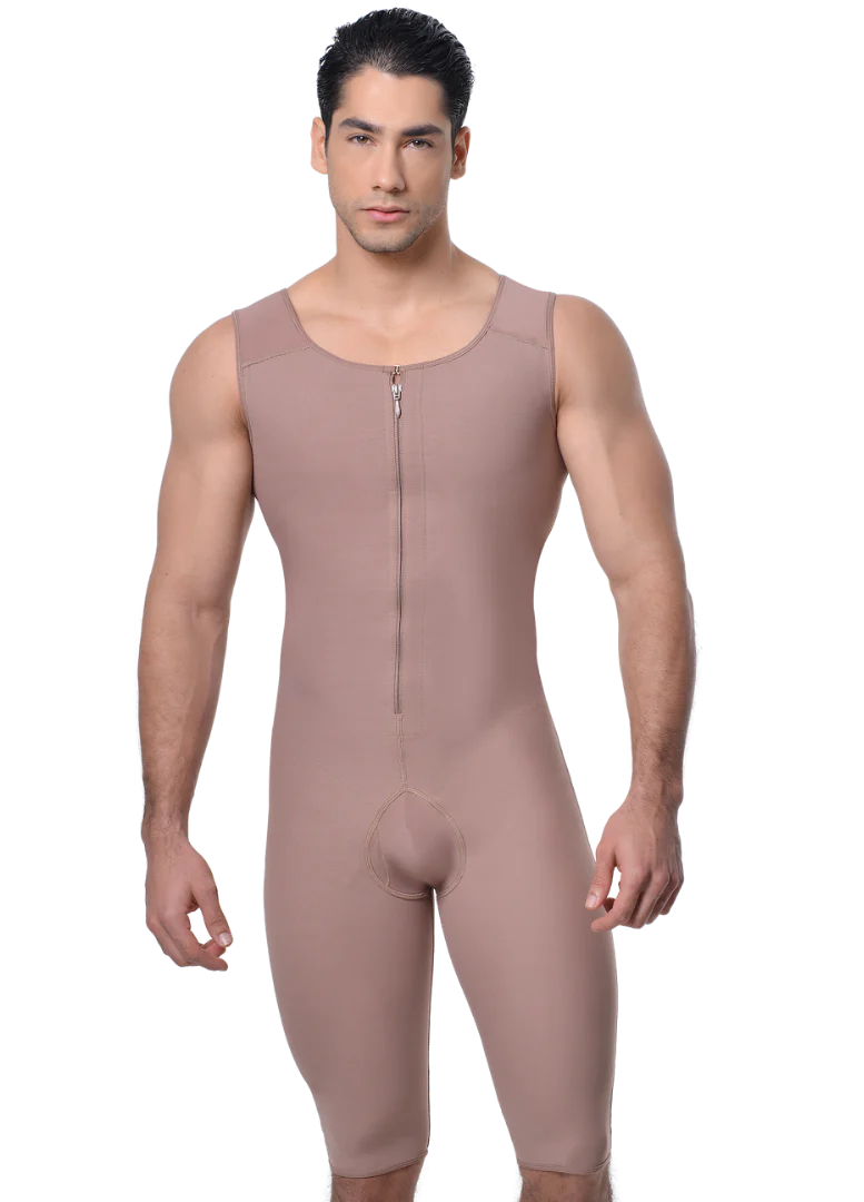 body shaper with silicone grip strips for no-slip wear4012 Meli Full body mens faja