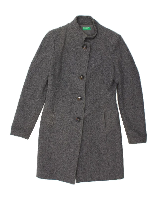 Women's Trench CoatsBENETTON Womens Overcoat UK 10 Small Grey Wool