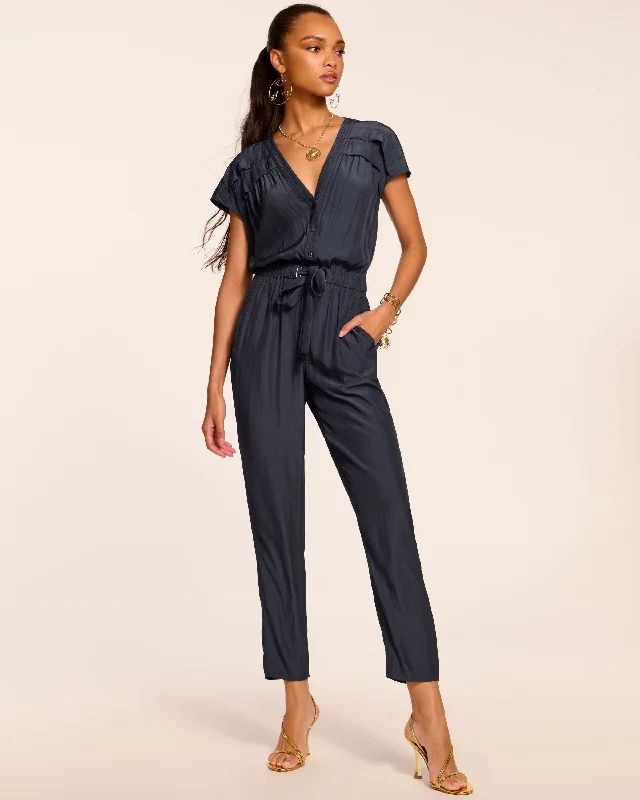 Women's Jumpsuits with Straight HemAletha Belted V-Neck Jumpsuit