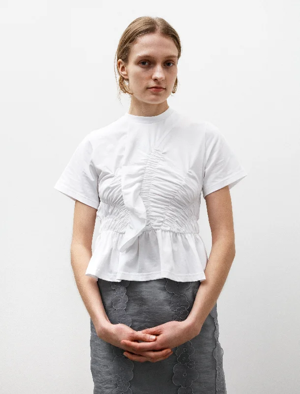 Women's Blouse with LaceAce Ruffled T-Shirt White