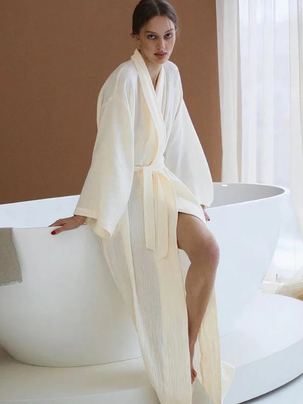 women's pajamas with a touch of elegance and sophisticationRobe de Chambre Kimono de Mariée Longue avec Ceinture Nouée