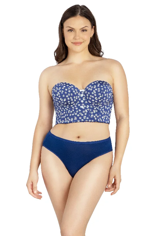 plus-size sports bra with high-impact supportLongline Strapless Bustier(Blue Daisy)