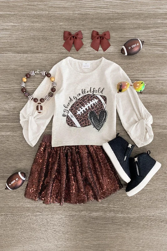 Women's Keyhole Hem Skirts"My Heart Is On That Field" Sequin Skirt Set