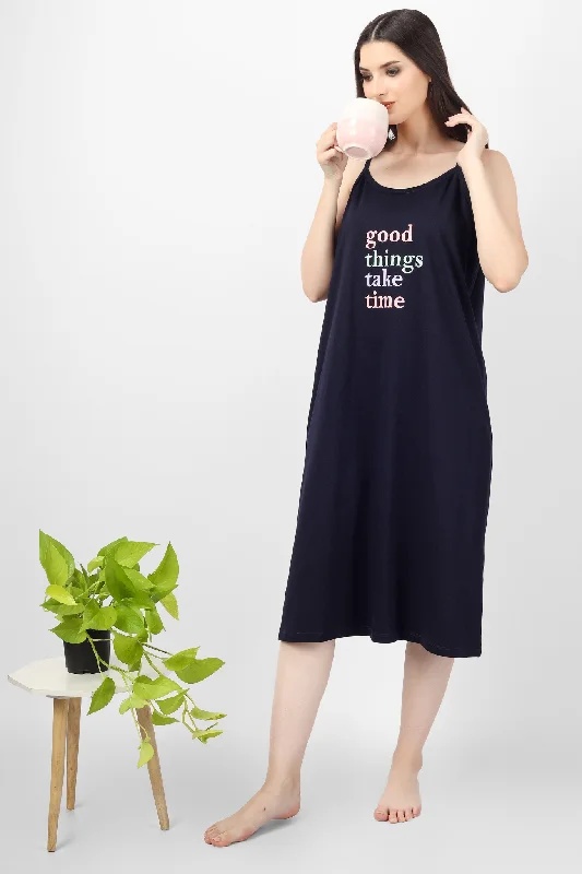 women's pajamas with a classic designGood Things Take Time Spaghetti Nighty