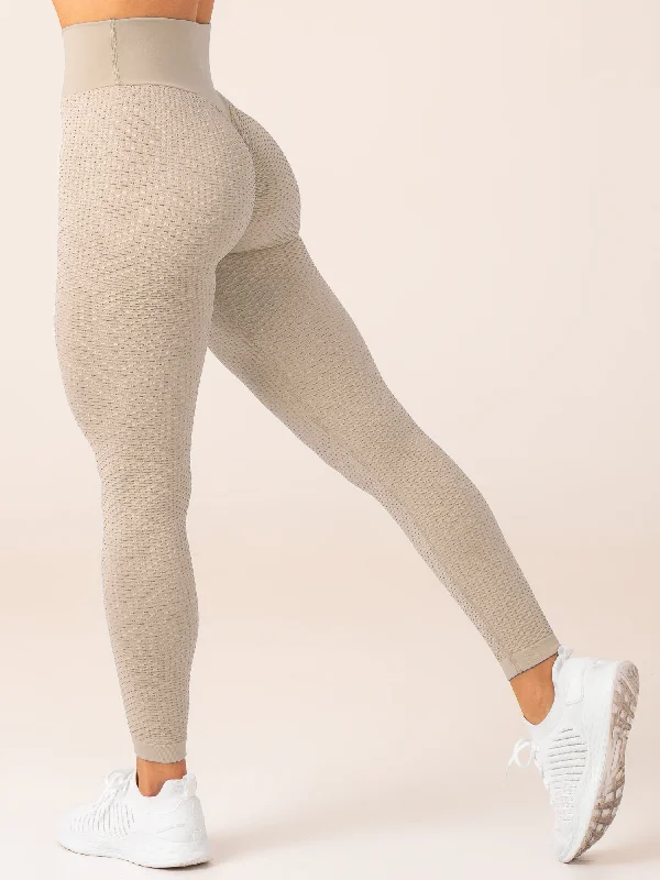 Honeycomb Scrunch Seamless Leggings - Sand