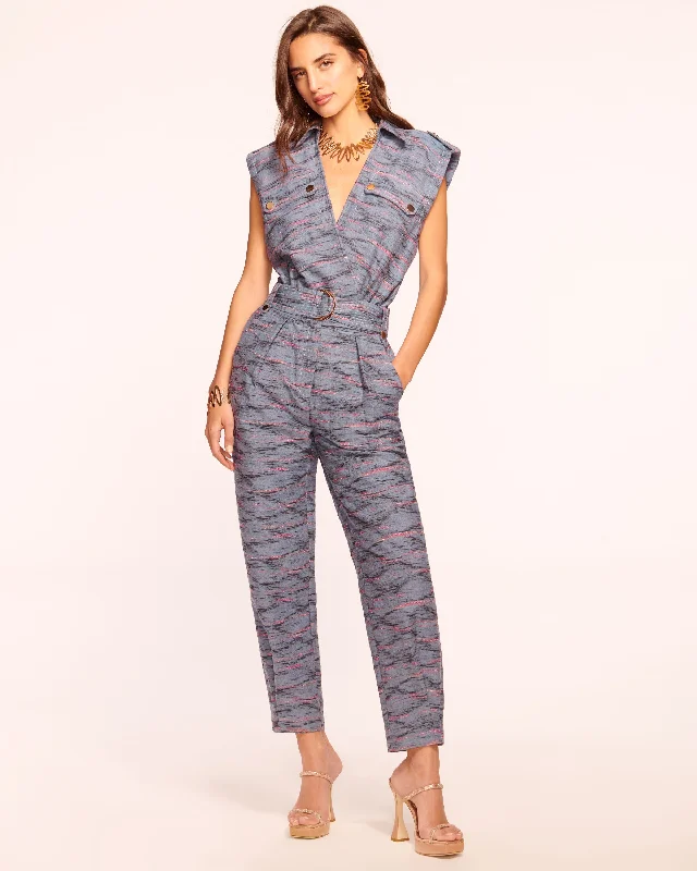 Women's Jumpsuits with Sweetheart CollarAviana Utilitarian Belted Jumpsuit