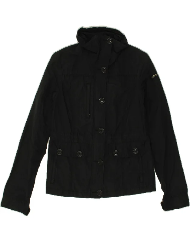 Women's Coats with Fur Trimmed HoodWOOLRICH Womens Utility Jacket UK 10 Small Black Cotton