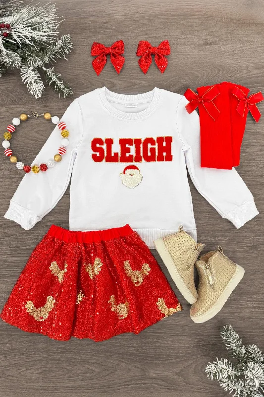 Women's Ruffled Skirts"Sleigh" Red Sequin Skirt Set