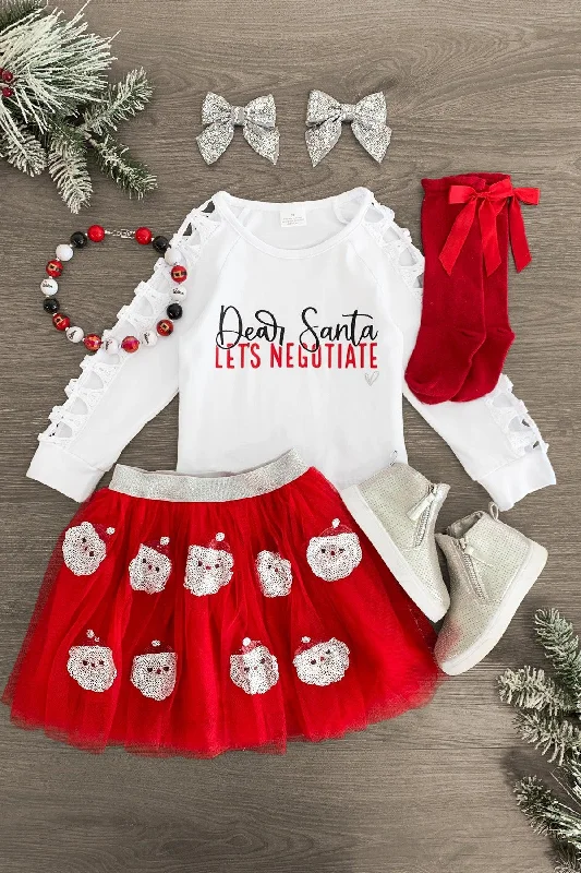 Women's Trendy Skirts"Dear Santa, Let's Negotiate" Tutu Skirt Set