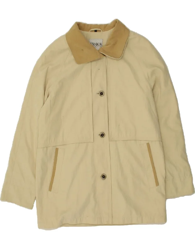 Women's Coats with SleevesENSIGN Womens Overcoat UK 14 Large  Beige Polyester