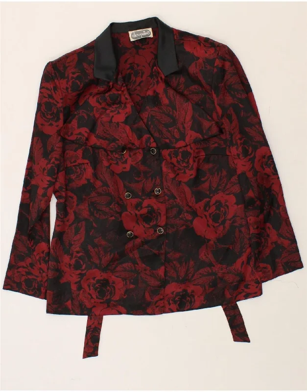 Women's Down CoatsELENA MIRO Womens Double Breasted Blazer Jacket UK 18 XL Red Floral