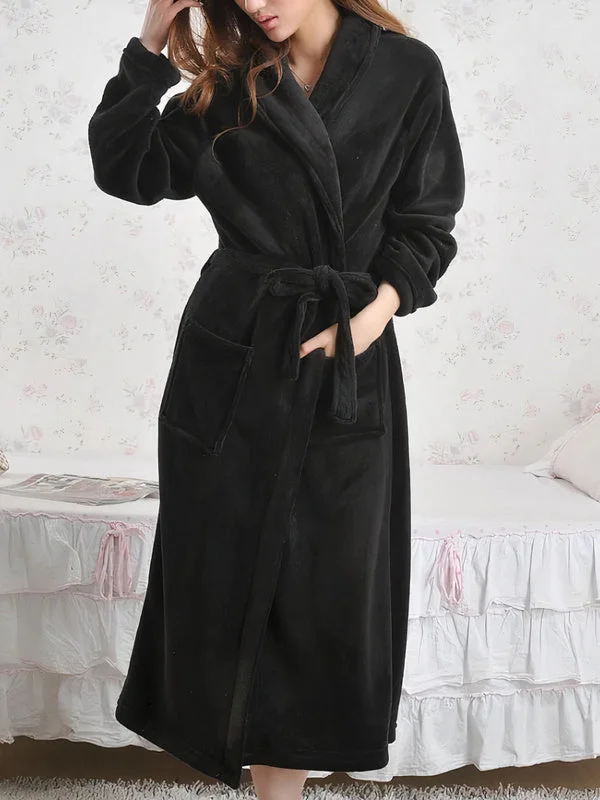 women's pajama sets with matching robesRobe de Chambre Longue Polaire Femme "Noir"