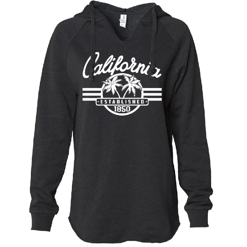 Women's Hooded Sweatshirts with Flannel LiningCalifornia Palm Tree Logo Women's Soft Hooded Pullover