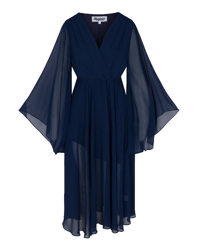 Women's U-Shaped Collar DressesSunset Midi Dress - Navy