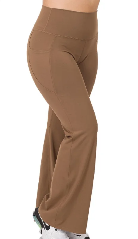 YOGA PANTS LEGGINGS PLUS SIZE WIDE WAISTBAND IN MOCHA