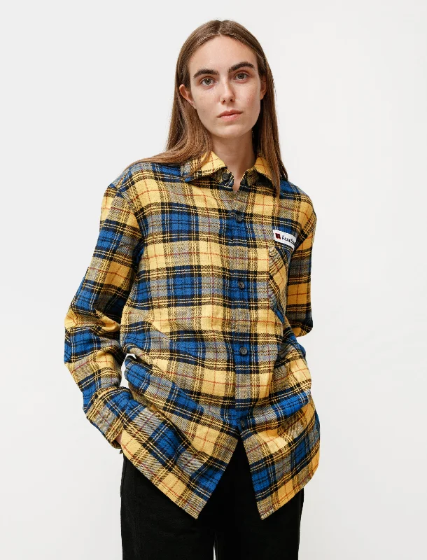 Women's Blouse with Low CollarFlannel Face Yellow Black