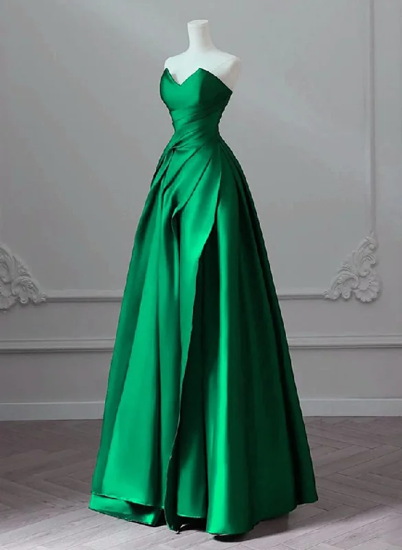 Women's Shawl Collar DressesA-line Satin Lace-up Floor Length Party Dress, Satin Prom Dress      S6262