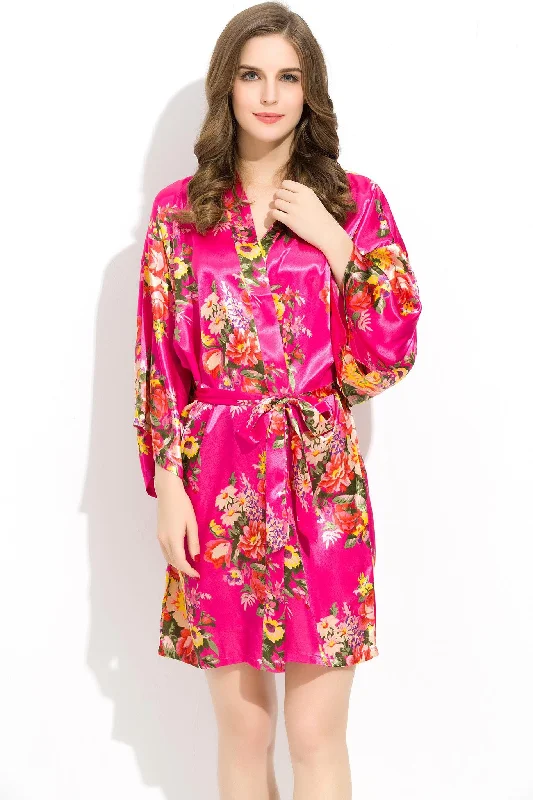 women's pajamas with a fitted designRose Floral Bridesmaid Robes Kimono