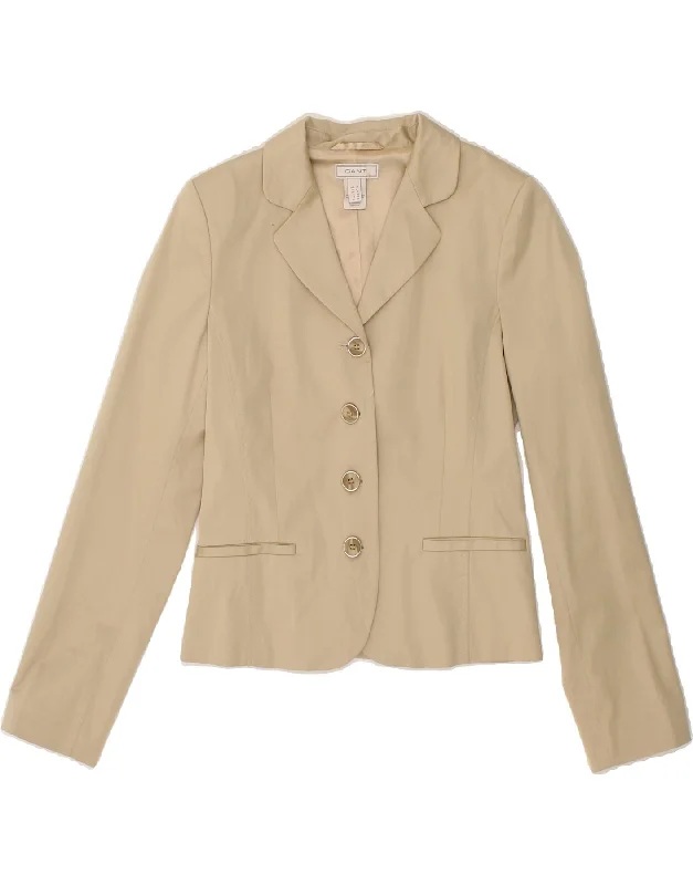 Women's Coats with Fur Trimmed ZipperGANT Womens 4 Button Crop Blazer Jacket UK 10 Small Beige Cotton