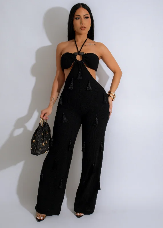 Women's JumpsuitsGolden Sands Knit Jumpsuit Black