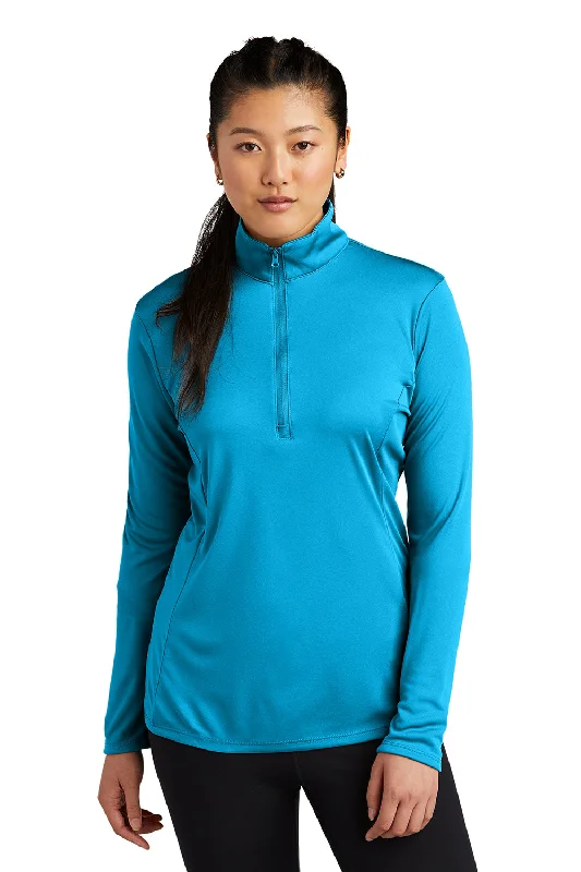 Women's Hooded Sweatshirts with Chevron LiningSport-Tek Womens Competitor Moisture Wicking 1/4 Zip Sweatshirt - Atomic Blue