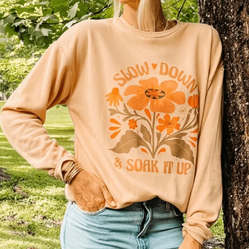 Women's Hooded Sweatshirts with Floral LiningSoak it Up Sweatshirt - Sand Dune