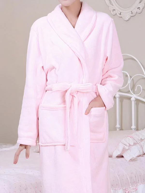 women's pajamas with hidden pocketsRobe de Chambre Longue Polaire Femme "Rose Clair"