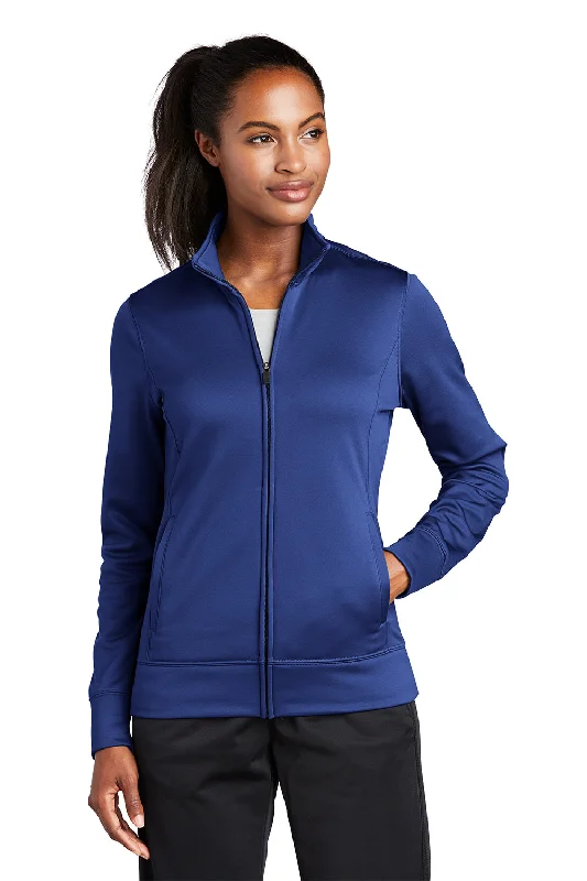 Women's Hooded Sweatshirts with Zipper ClosureSport-Tek Womens Sport-Wick Moisture Wicking Fleece Full Zip Sweatshirt w/ Pockets - True Royal Blue