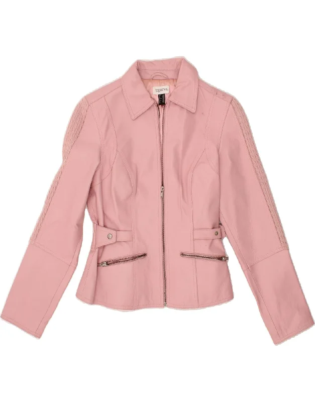 Women's Coats with Fur Trimmed CollarTOGETHER Womens Leather Jacket UK 10 Small  Pink Leather