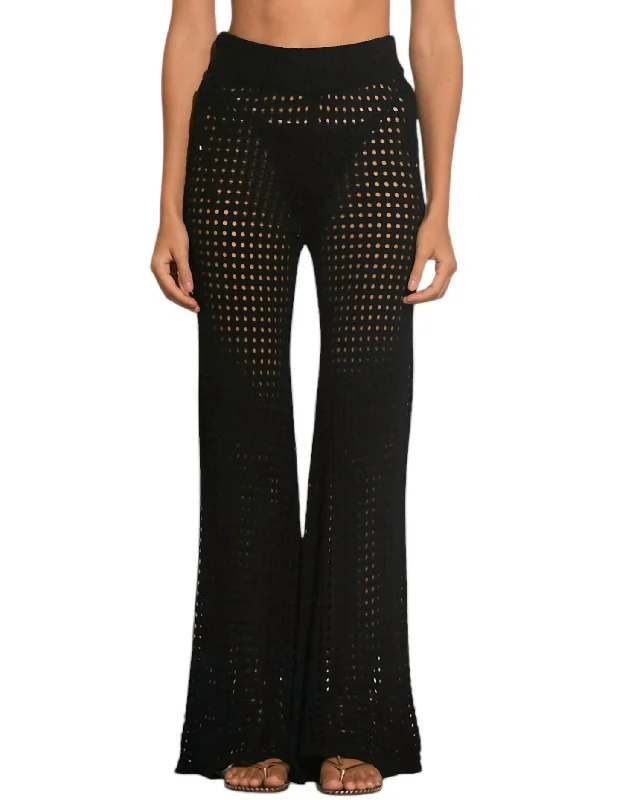 Women's Jodhpurs with Collarless DesignAll Crochet Pants In Black