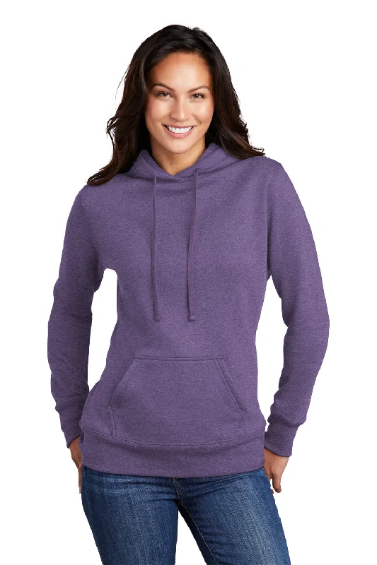 Women's Hooded Sweatshirts with Stretch WaistPort & Company Womens Core Fleece Hooded Sweatshirt Hoodie w/ Pouch Pocket - Heather Purple