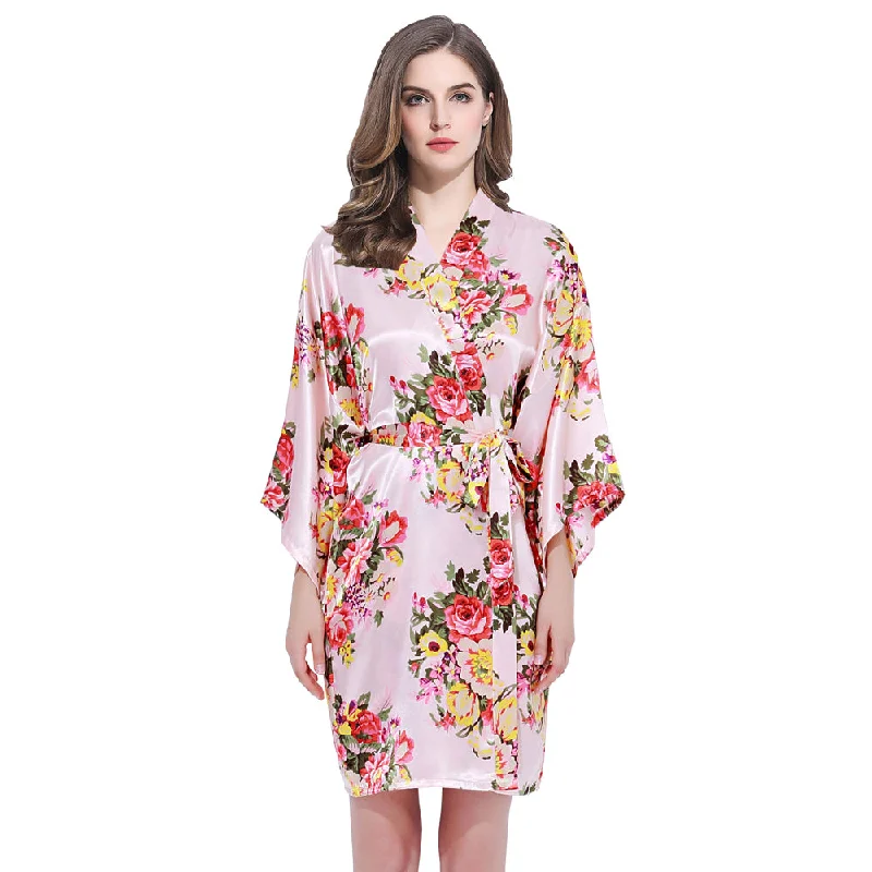 women's pajamas for a relaxing weekendBlush Floral Bridesmaid Robes Kimono