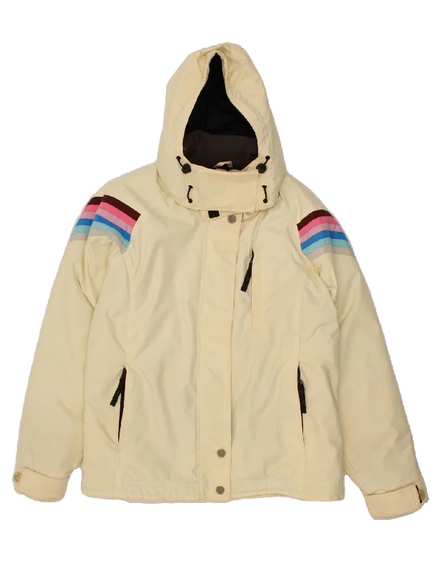 Women's Wool CoatsROXY Womens Hooded Windbreaker Jacket US 3 XS Off White Polyamide