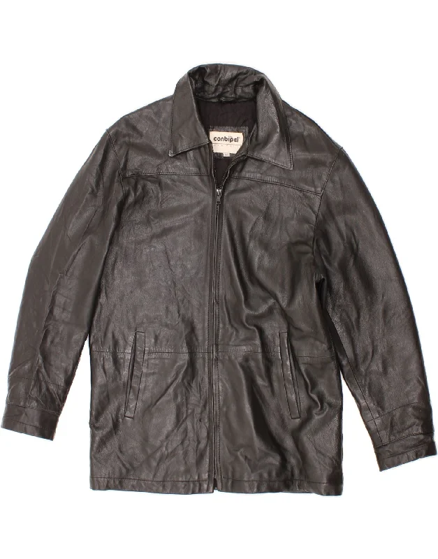 Women's Bomber CoatsCONBIPEL Womens Leather Jacket IT 44 Medium Black Leather