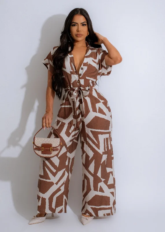 Women's Jumpsuits with Rounded CollarYours To Keep Jumpsuit Brown