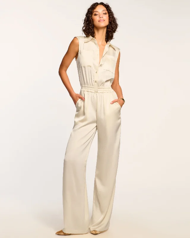 Women's Jumpsuits with Flared LegRabiya Button Down Jumpsuit