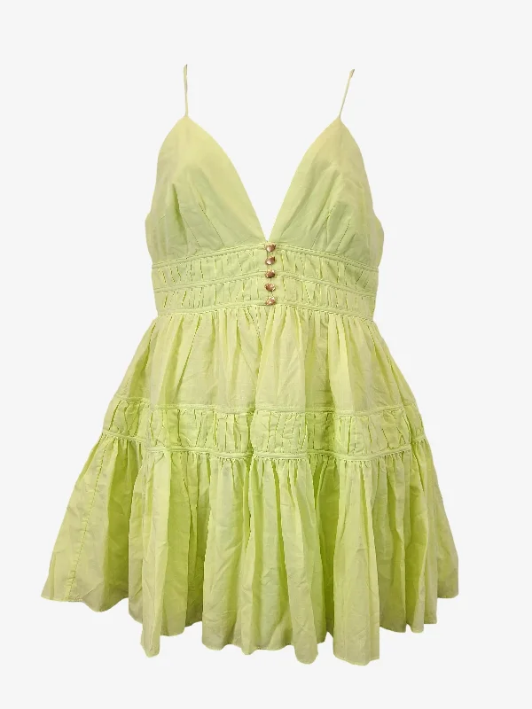 Women's Wide Collar DressesAje Lime Grace Tiered Mini Dress Size 14