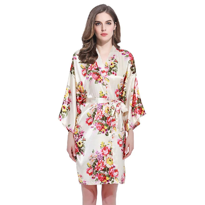 women's pajamas for those who cherish their bedtime routinesChampagne Floral Bridesmaid Robes Kimono